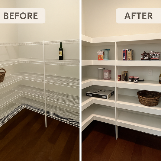 Bundle sets of 12-in Deep Wire Shelf Covers - Floating Style Shelf for a closet, pantry, laundry, garage. Any Size & Any Color