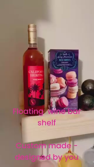 Custom Floating Bar Shelf – Wall-Mounted Bar Rack with Glass Holder